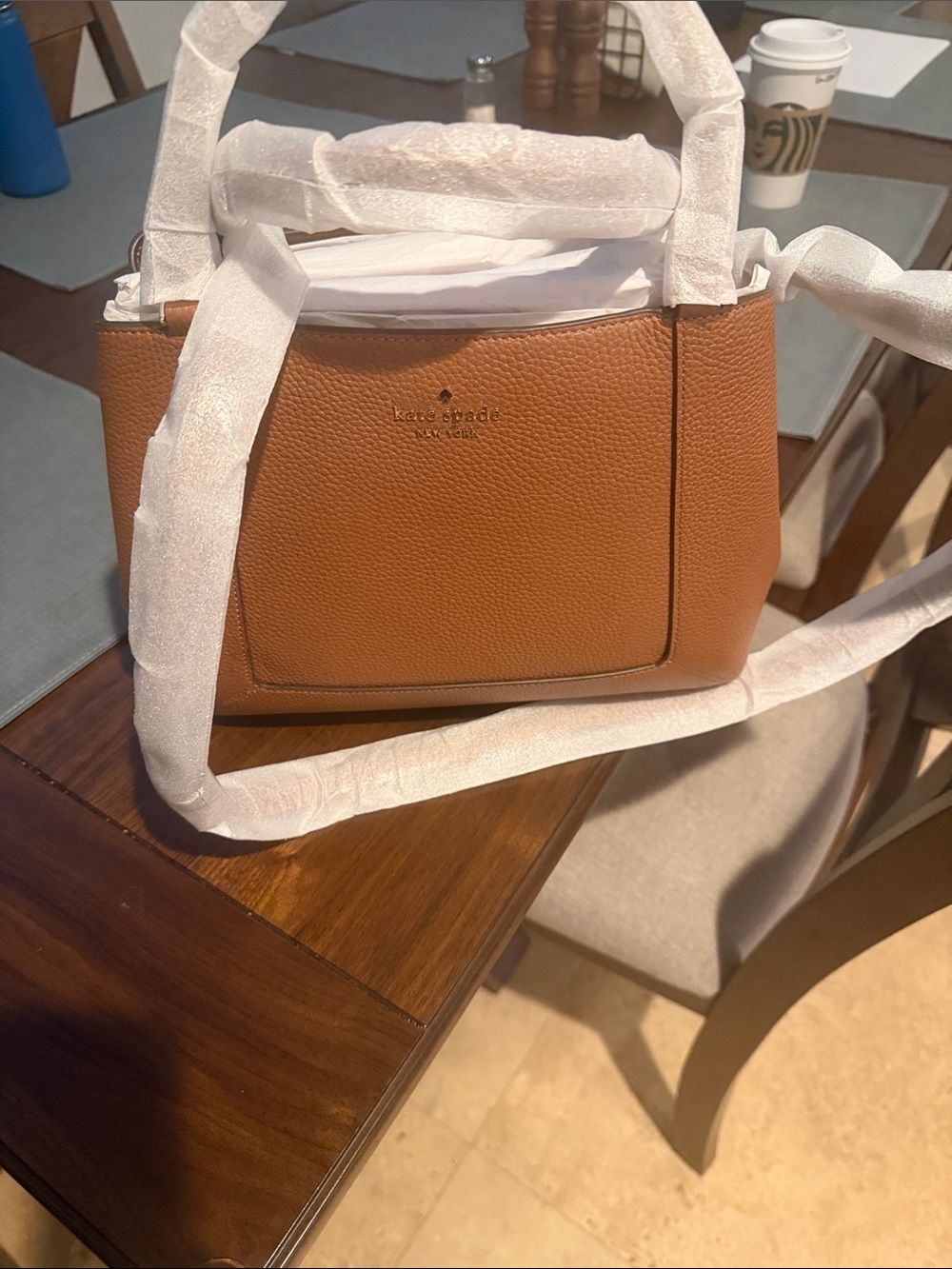 kate spade Tan Pebbled Leather Top-Handle Satchel